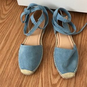 Lace-up Denim Espadrilles